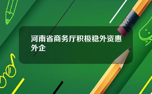 河南省商务厅积极稳外资惠外企