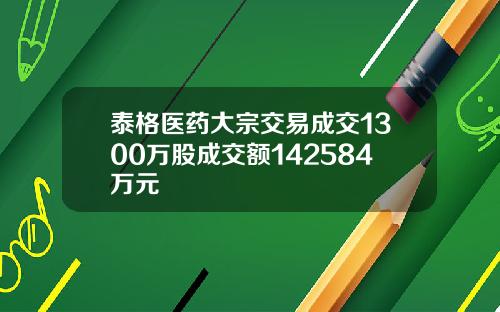 泰格医药大宗交易成交1300万股成交额142584万元