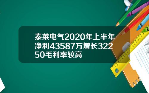 泰莱电气2020年上半年净利43587万增长32250毛利率较高