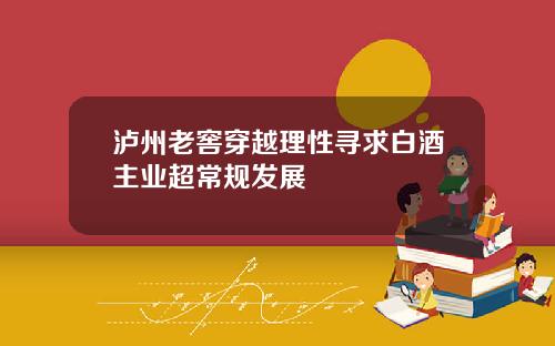 泸州老窖穿越理性寻求白酒主业超常规发展
