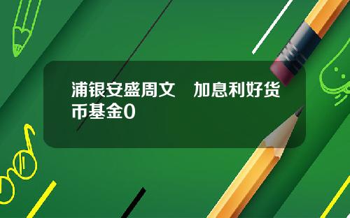 浦银安盛周文秱加息利好货币基金0
