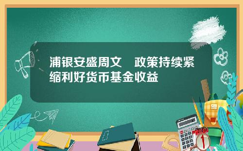 浦银安盛周文秱政策持续紧缩利好货币基金收益