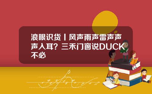 浪眼识货丨风声雨声雷声声声入耳？三禾门窗说DUCK不必