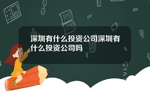 深圳有什么投资公司深圳有什么投资公司吗