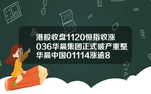 港股收盘1120恒指收涨036华晨集团正式破产重整华晨中国01114涨逾8