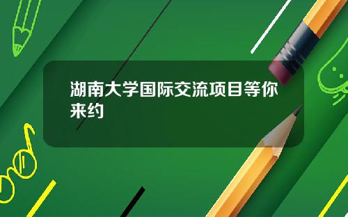 湖南大学国际交流项目等你来约
