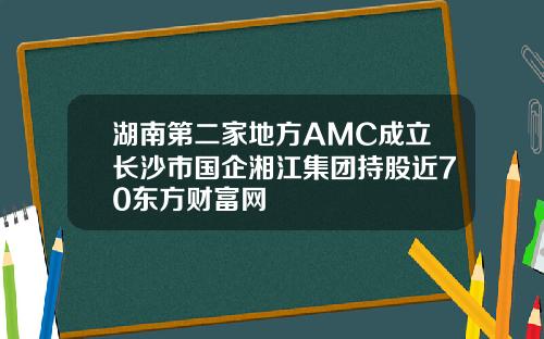 湖南第二家地方AMC成立长沙市国企湘江集团持股近70东方财富网