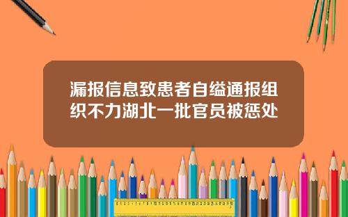 漏报信息致患者自缢通报组织不力湖北一批官员被惩处