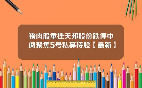 猪肉股重挫天邦股份跌停中阅聚焦5号私募持股【最新】