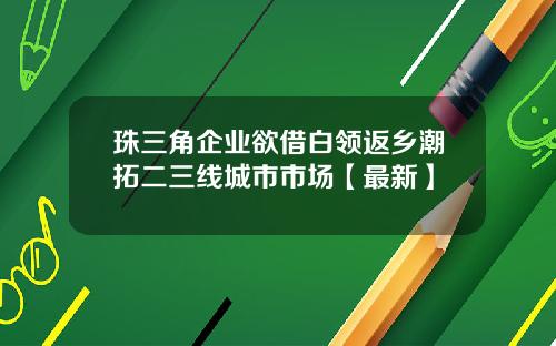 珠三角企业欲借白领返乡潮拓二三线城市市场【最新】