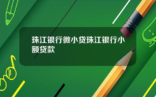 珠江银行微小贷珠江银行小额贷款