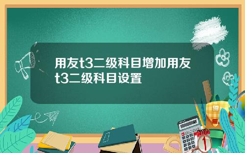 用友t3二级科目增加用友t3二级科目设置