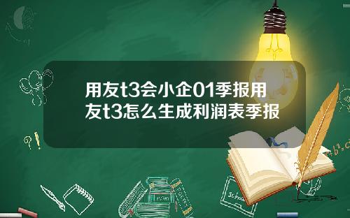 用友t3会小企01季报用友t3怎么生成利润表季报