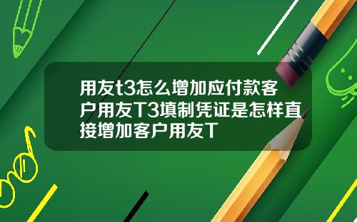 用友t3怎么增加应付款客户用友T3填制凭证是怎样直接增加客户用友T