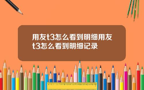 用友t3怎么看到明细用友t3怎么看到明细记录