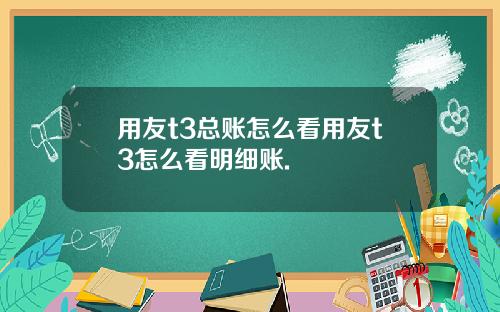 用友t3总账怎么看用友t3怎么看明细账.
