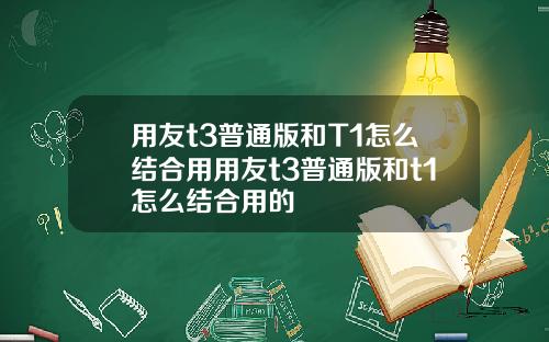 用友t3普通版和T1怎么结合用用友t3普通版和t1怎么结合用的