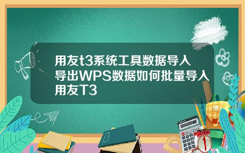 用友t3系统工具数据导入导出WPS数据如何批量导入用友T3
