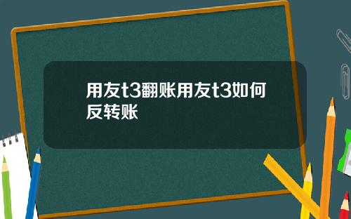 用友t3翻账用友t3如何反转账