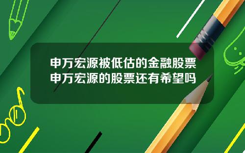 申万宏源被低估的金融股票申万宏源的股票还有希望吗