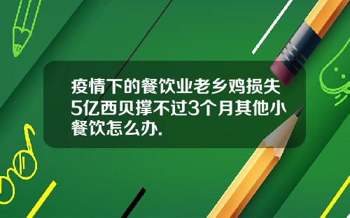 疫情下的餐饮业老乡鸡损失5亿西贝撑不过3个月其他小餐饮怎么办.