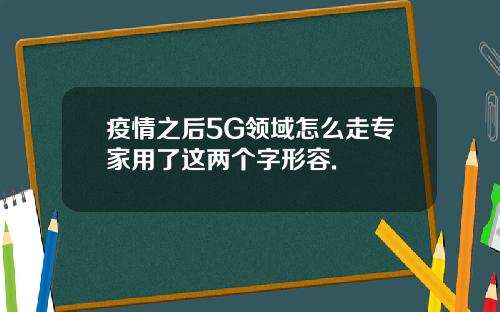 疫情之后5G领域怎么走专家用了这两个字形容.