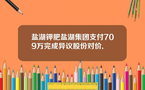 盐湖钾肥盐湖集团支付709万完成异议股份对价.
