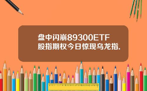 盘中闪崩89300ETF股指期权今日惊现乌龙指.