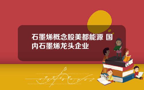 石墨烯概念股美都能源 国内石墨烯龙头企业
