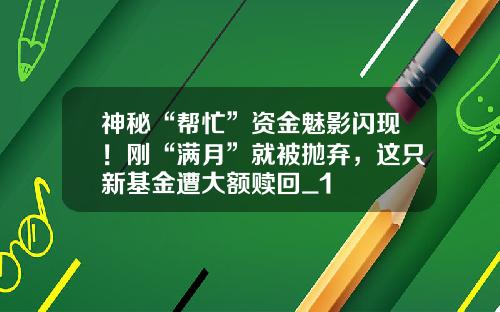 神秘“帮忙”资金魅影闪现！刚“满月”就被抛弃，这只新基金遭大额赎回_1