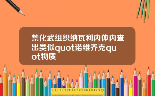 禁化武组织纳瓦利内体内查出类似quot诺维乔克quot物质