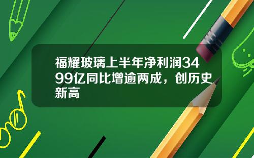 福耀玻璃上半年净利润3499亿同比增逾两成，创历史新高