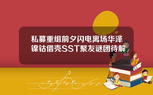 私募重组前夕闪电离场华泽镍钴借壳SST聚友谜团待解