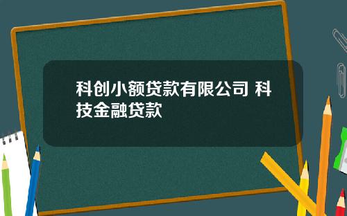 科创小额贷款有限公司 科技金融贷款