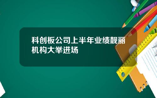 科创板公司上半年业绩靓丽机构大举进场