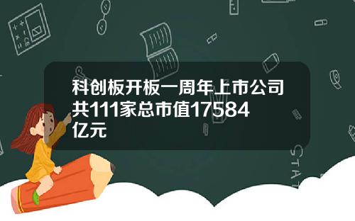 科创板开板一周年上市公司共111家总市值17584亿元