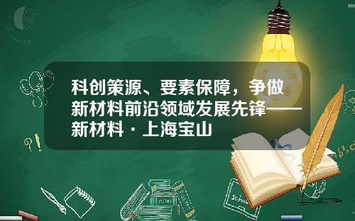 科创策源、要素保障，争做新材料前沿领域发展先锋——新材料·上海宝山