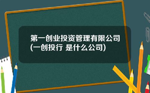 第一创业投资管理有限公司(一创投行 是什么公司)