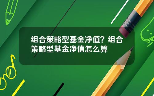 组合策略型基金净值？组合策略型基金净值怎么算