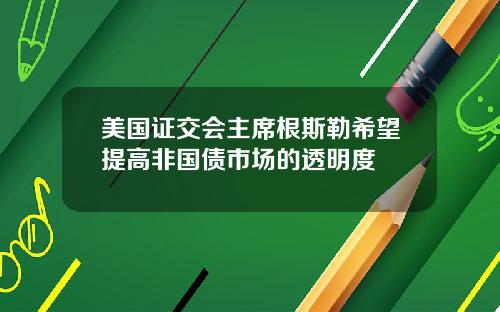 美国证交会主席根斯勒希望提高非国债市场的透明度