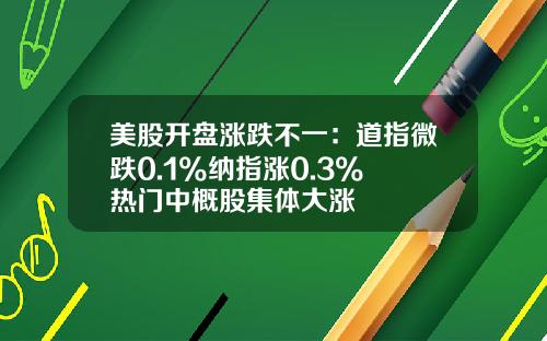 美股开盘涨跌不一：道指微跌0.1%纳指涨0.3% 热门中概股集体大涨