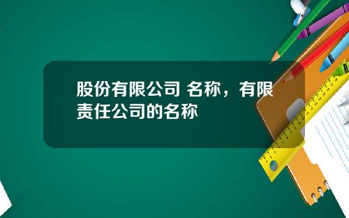 股份有限公司 名称，有限责任公司的名称