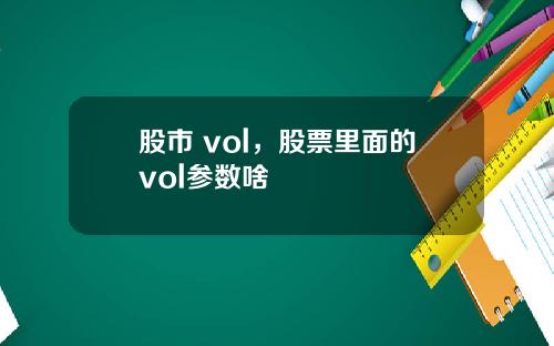 股市 vol，股票里面的vol参数啥