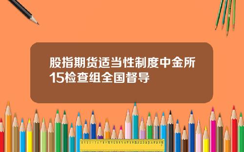 股指期货适当性制度中金所15检查组全国督导