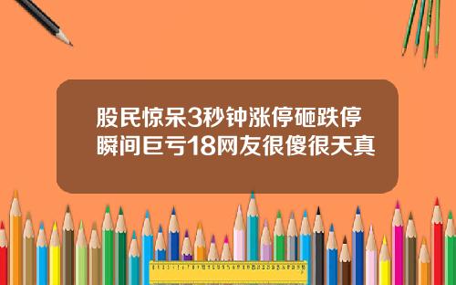 股民惊呆3秒钟涨停砸跌停瞬间巨亏18网友很傻很天真