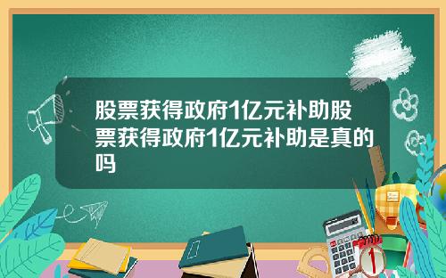 股票获得政府1亿元补助股票获得政府1亿元补助是真的吗