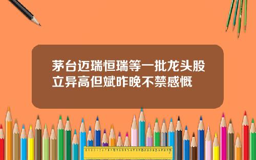 茅台迈瑞恒瑞等一批龙头股立异高但斌昨晚不禁感慨