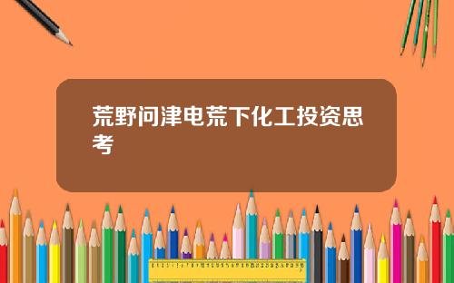 荒野问津电荒下化工投资思考