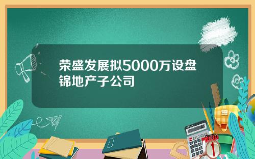 荣盛发展拟5000万设盘锦地产子公司