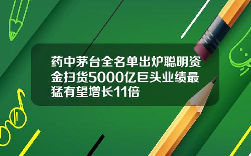 药中茅台全名单出炉聪明资金扫货5000亿巨头业绩最猛有望增长11倍